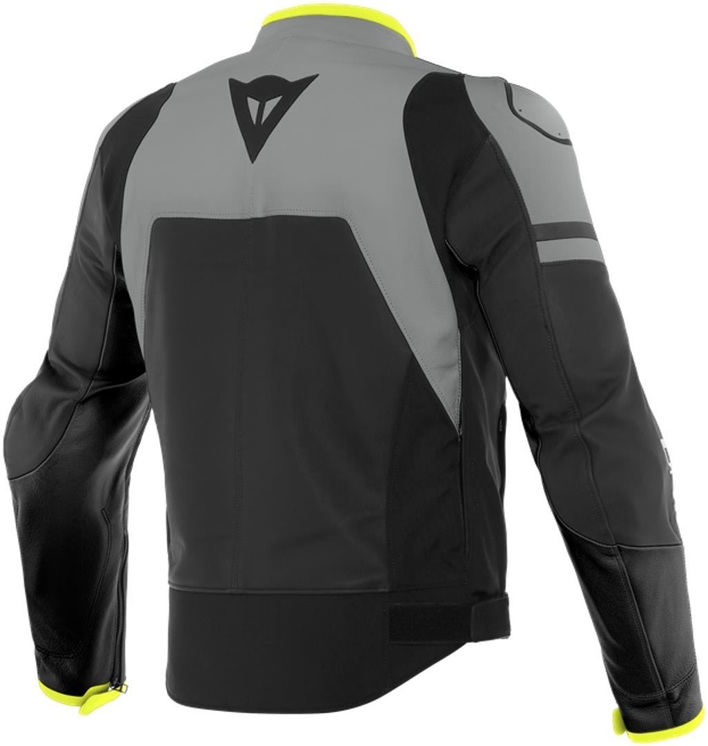 Dainese Agile Motorcycle Leather Jacket 54 Black-Grey Neon Yellow