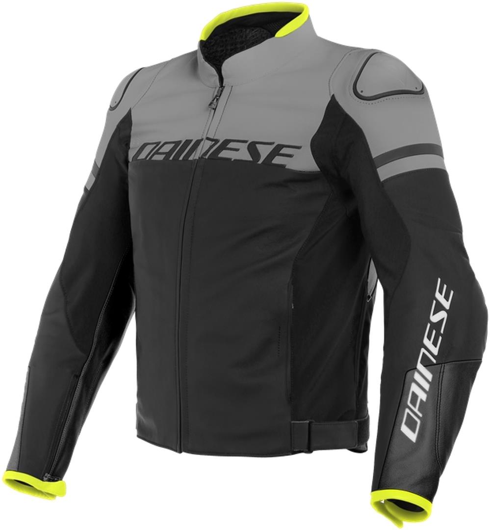 Dainese Agile Motorrad Lederjacke 54 Schwarz-Grau NeonGelb
