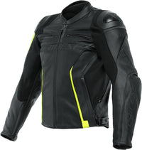 DAINESE VR46 CURB LEATHER JACKET 52 Schwarz/NeonGelb