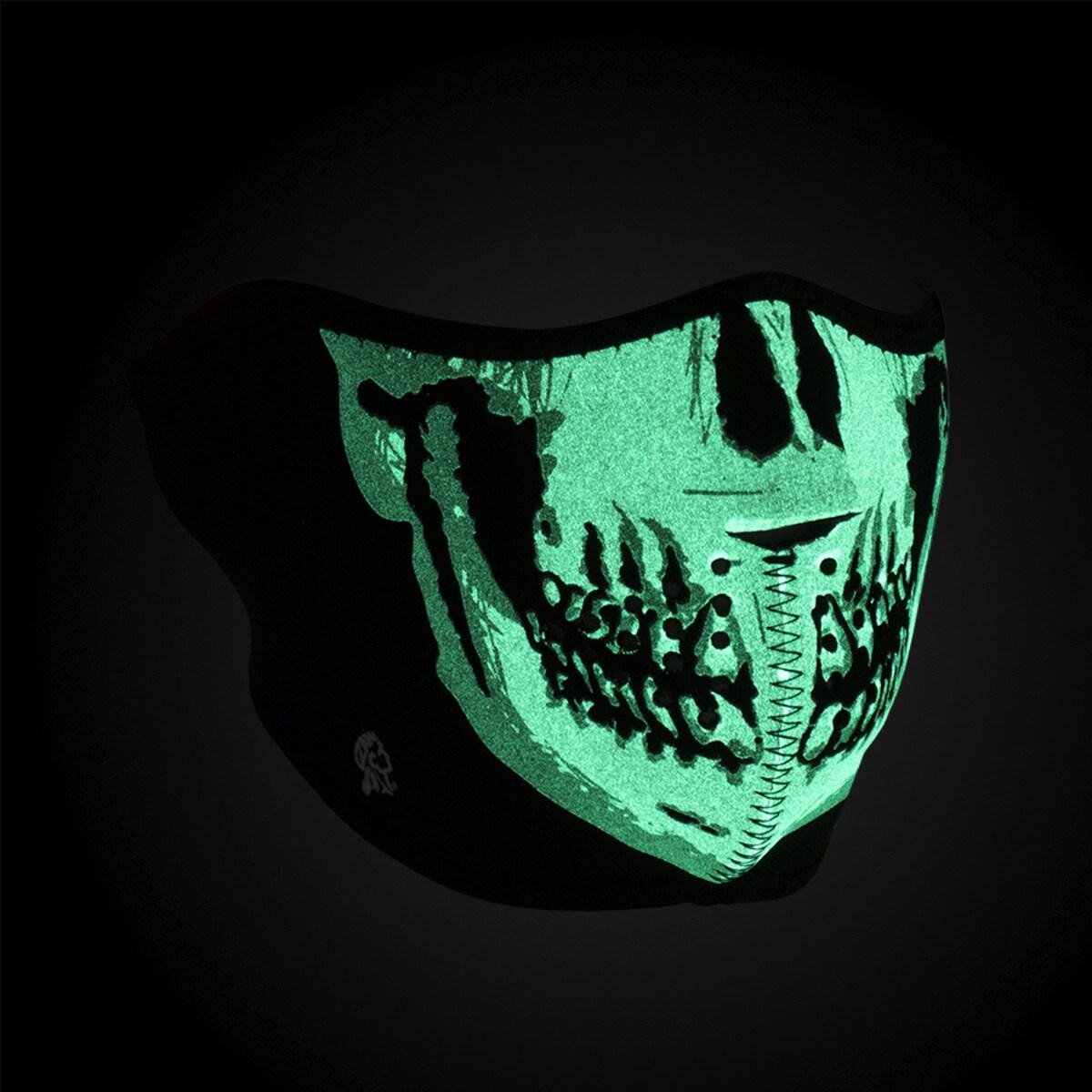 ZAN Half Mask Neoprene Skull Face Glow in the Dark