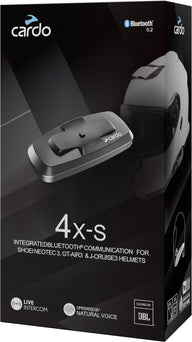 Cardo 4X-S Bluetooth Kommunikationssystem Einzelset für Shoei Gen 3 Motorradhelme