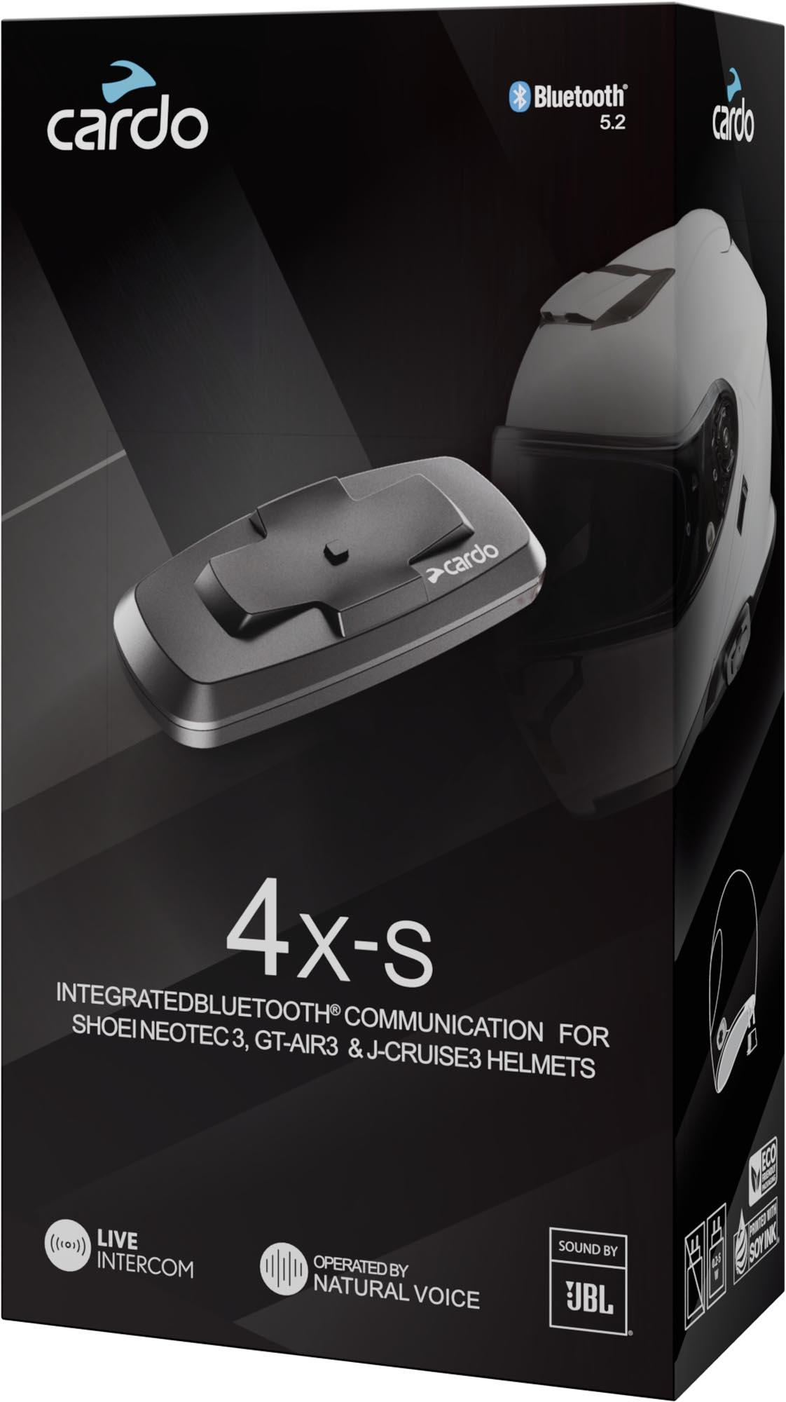 Cardo 4X-S Bluetooth Kommunikationssystem Einzelset für Shoei Gen 3 Motorradhelme