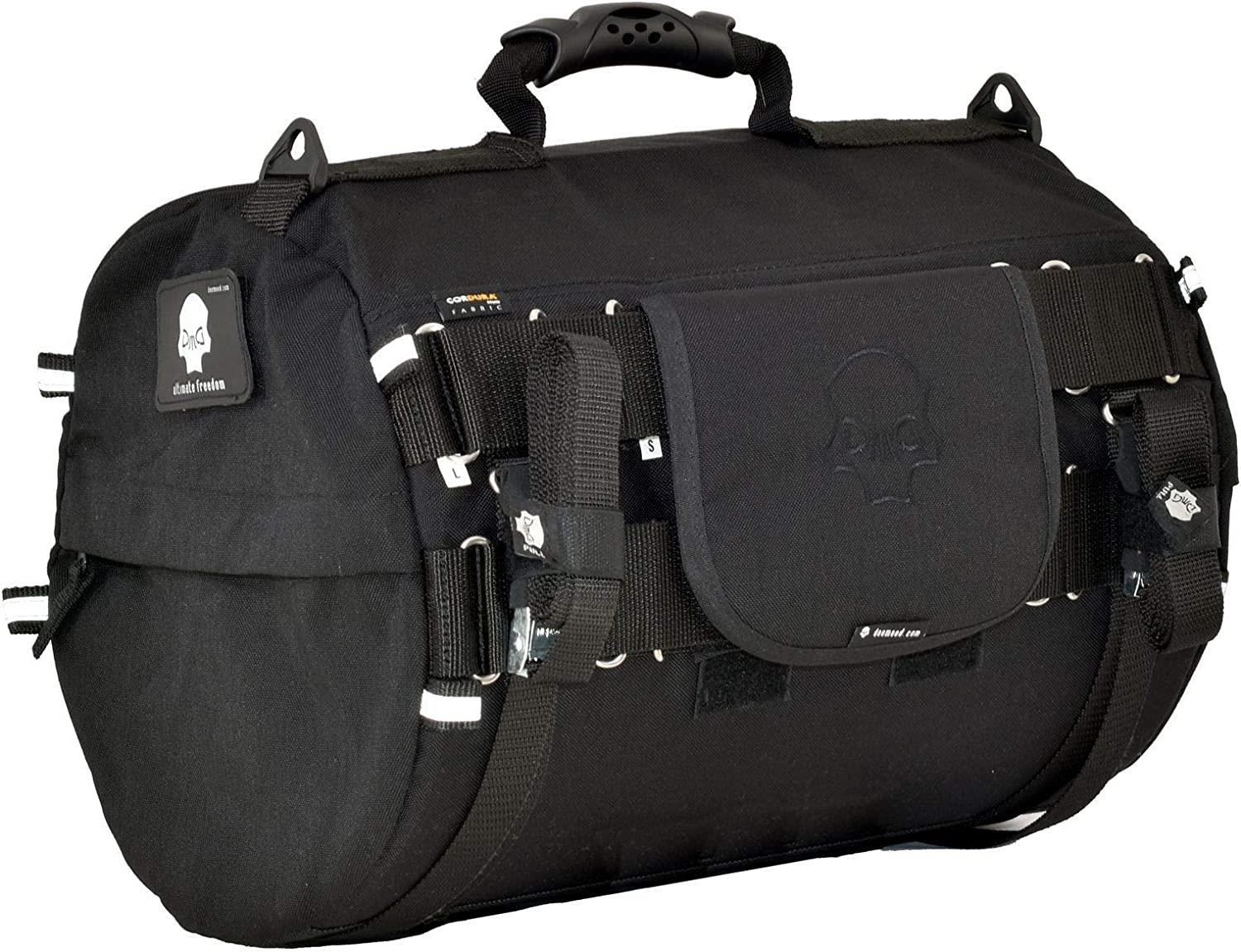 DEEMEED Tube Motorrad Hecktasche für Sissy Bar, Material Cordura, Kapazität 43 l, wasserdicht + Regenhülle   Uni