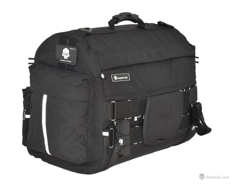 Deemeed Motorradtasche für Sissy Bar, wasserdicht, Cordura-Material, Fassungsvermögen 60 l, inkl. Regenhülle