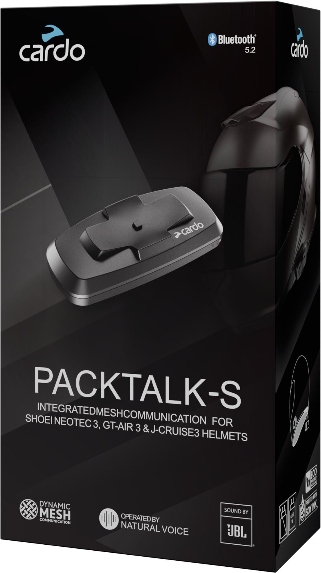 Cardo Packtalk-S Bluetooth Kommunikationssystem Einzelset für Shoei Gen 3 Motorradhelme