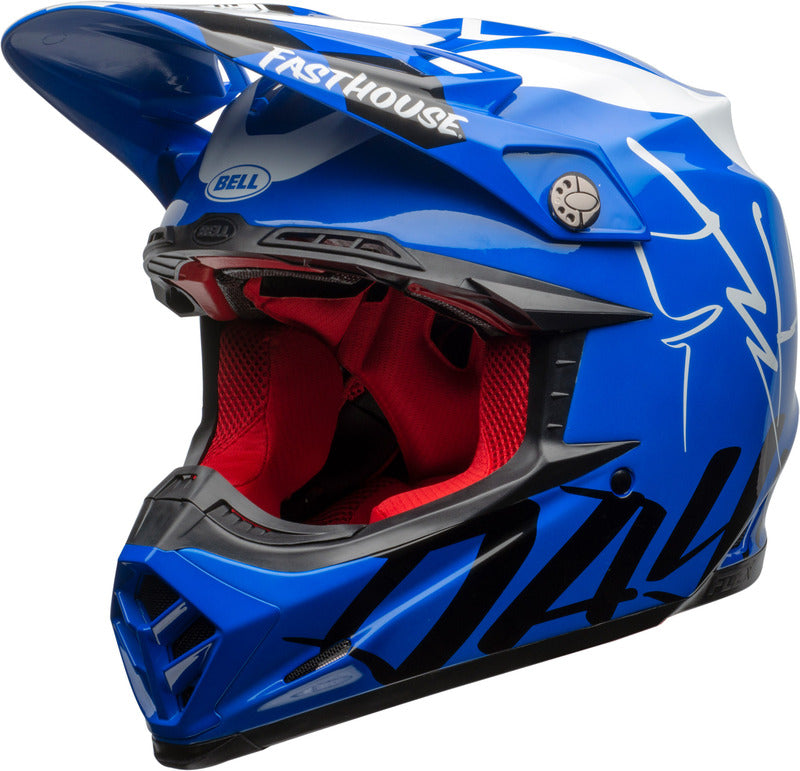 Casque BELL Moto-9 Flex Fasthouse DID 20 Bleu brillant/Blanc S