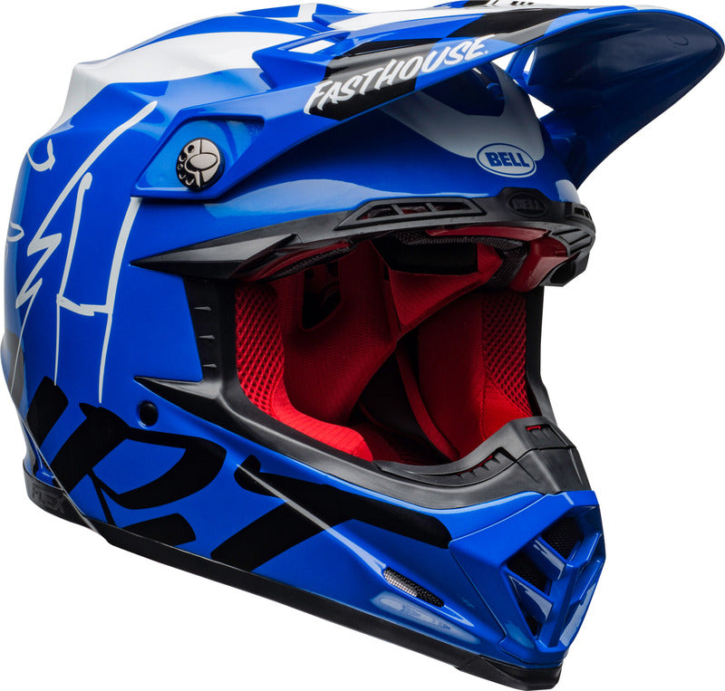 Casque BELL Moto-9 Flex Fasthouse DID 20 Bleu brillant/Blanc S