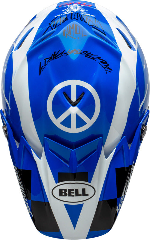 Casque BELL Moto-9 Flex Fasthouse DID 20 Bleu brillant/Blanc S