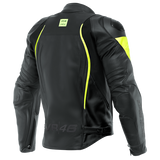 DAINESE VR46 CURB LEATHER JACKET 52 Schwarz/NeonGelb