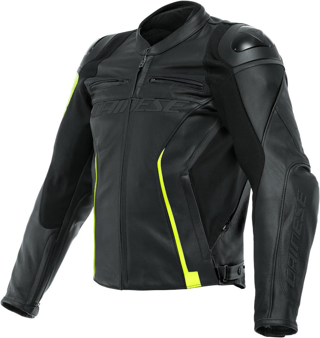 DAINESE VR46 CURB LEATHER JACKET 52 Schwarz/NeonGelb