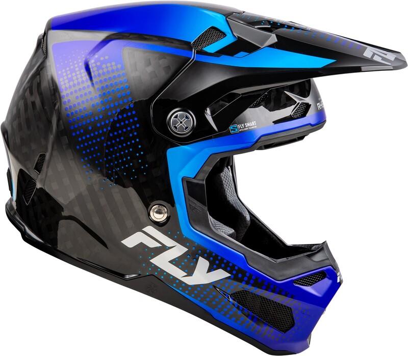 FLY RACING Formula S Carbon Protocol Helm - Schwarz Carbon/Blau