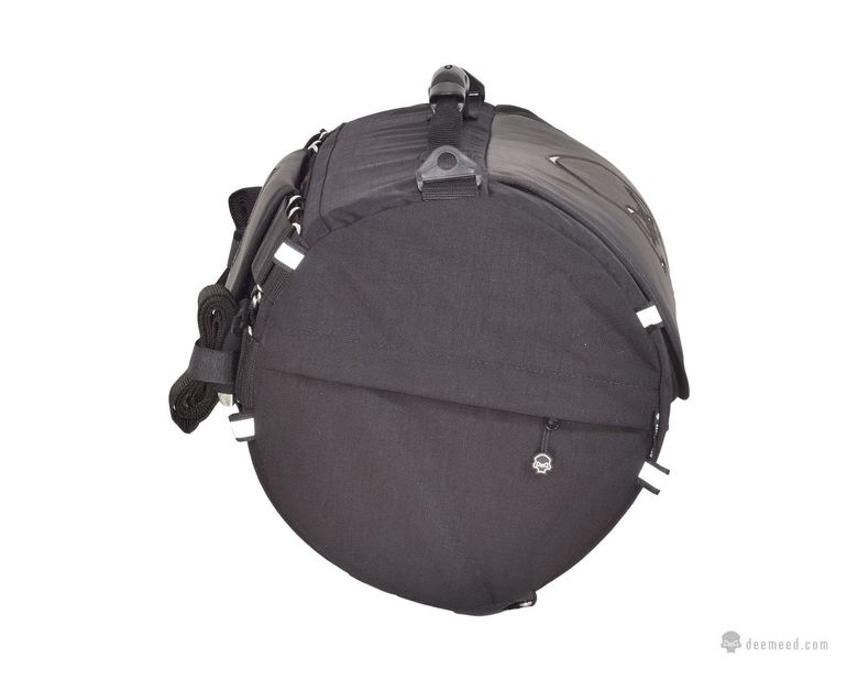 DEEMEED Tube Motorrad Hecktasche für Sissy Bar, Material Cordura, Kapazität 25 l, wasserdicht + Regenhülle , Reflektierender Schädel