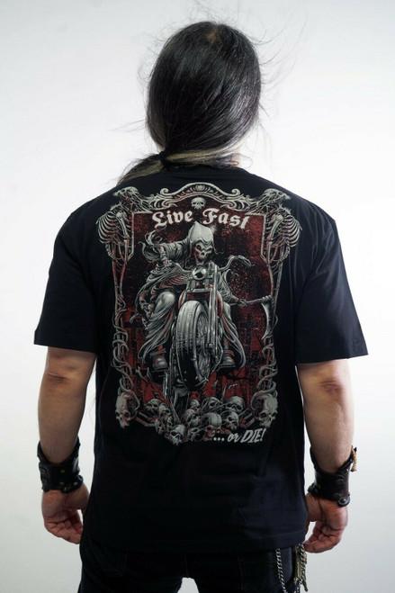 KING KEROSIN Lethal Threat Live Fast or Die Grim Reaper Goth Motorcycle Biker T Shirt - 0