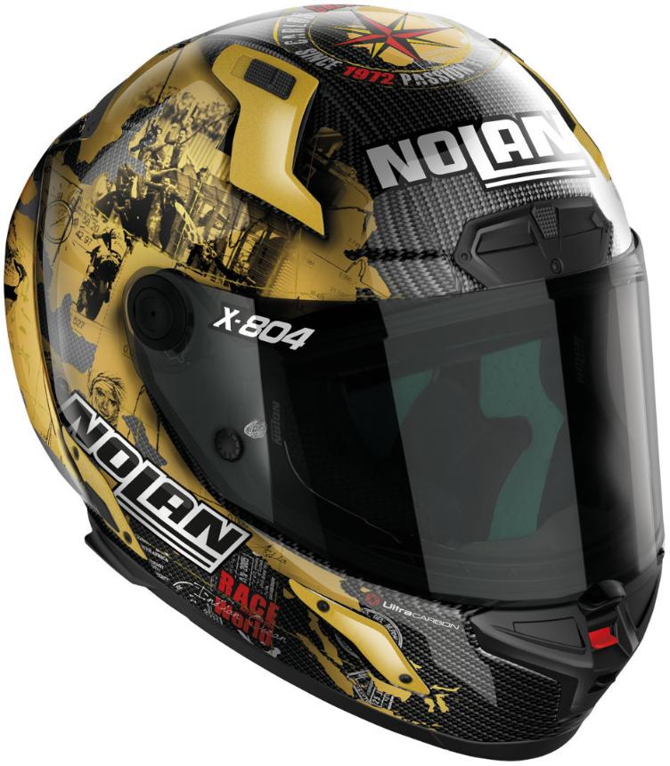 Nolan X-804 RS Ultra Carbon Carlos Checa Gold Replica Helm - 0